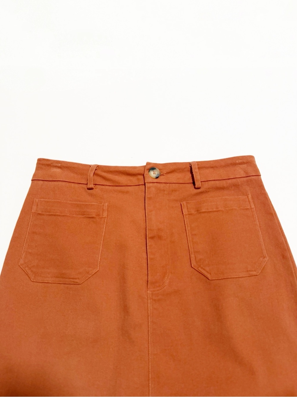 Bohme Rust Burnt Orange Twill Patch Pocket Pencil Skirt - Picture 3 of 8